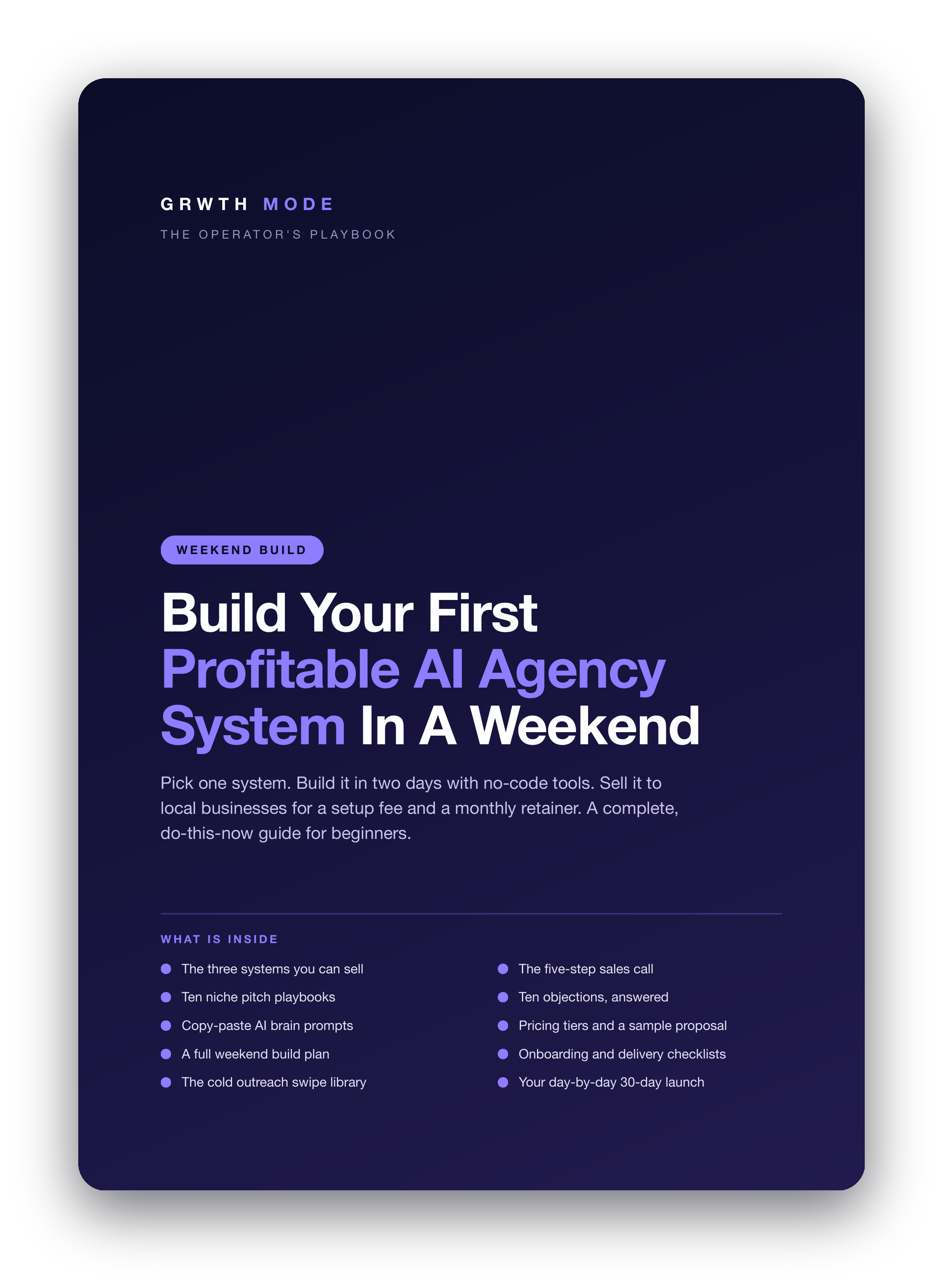 Build Your First Profitable AI Agency System In A Weekend, the AI Agency Playbook